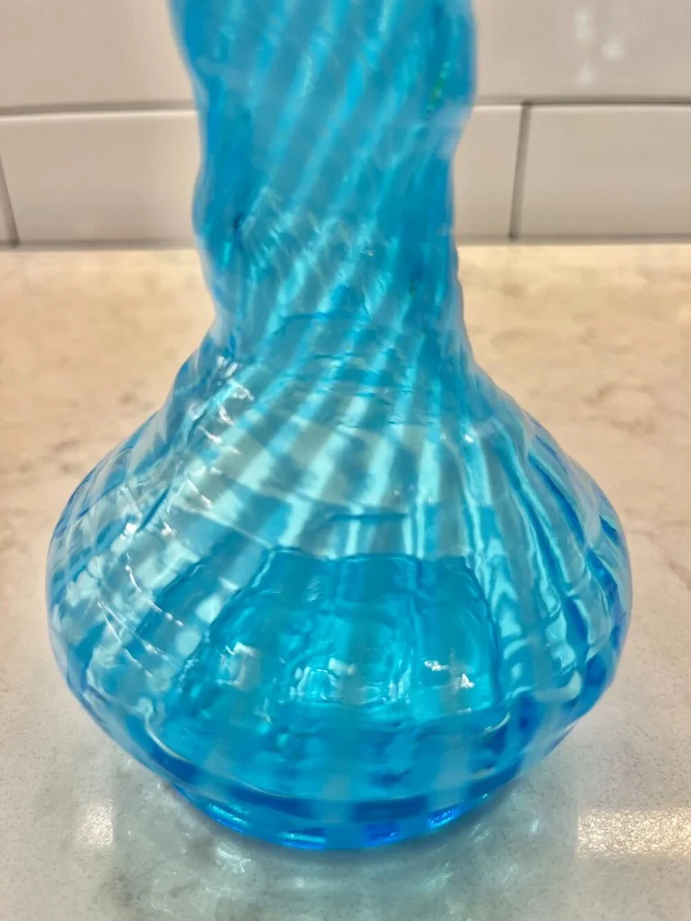 Vintage Fenton Opalescent Blue Glass Vase
